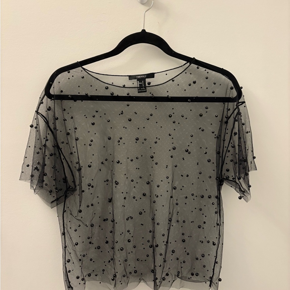 Forever 21 Sheer Black Boxy Blouse